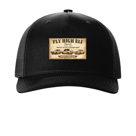 Fly High Eli!, a Black Printed Five-Panel Trucker Cap