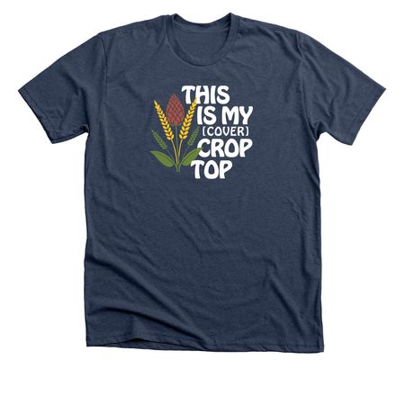 (Cover) Crop Top, a Heather Navy Premium Unisex Tee