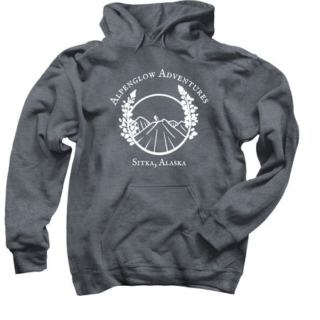 White Logo Apparel, a Dark Heather Pullover Hoodie