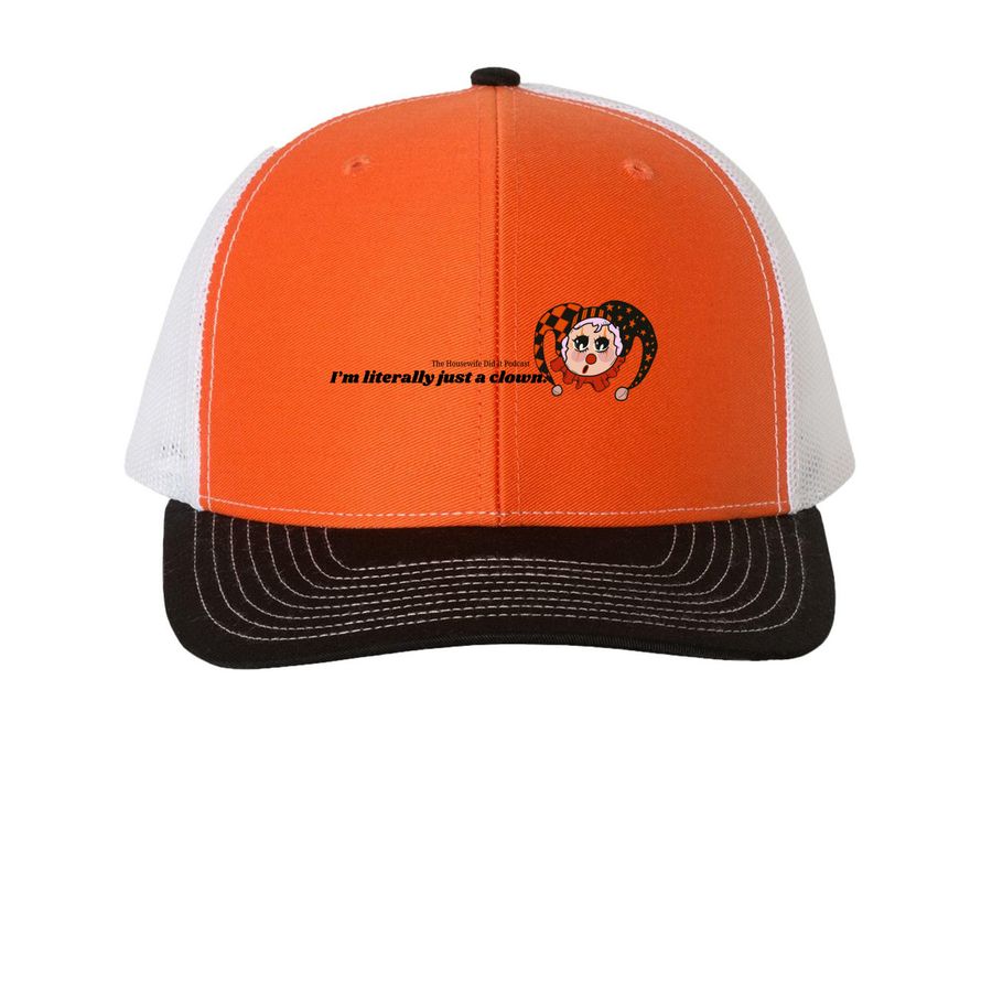 Just a Clown Edition, a Orange/ White/ Black Printed Snapback Trucker Cap