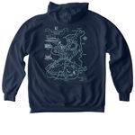 Squirrel Island Map Sweatshirt Blue Print, a True Navy Comfort Colors Pullover Hoodie (back-view)
