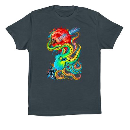 One of a kind octopus, a Dark Grey Premium Cotton Tee