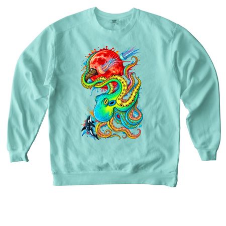 One of a kind octopus, a Chalky Mint Comfort Colors Crewneck Sweatshirt