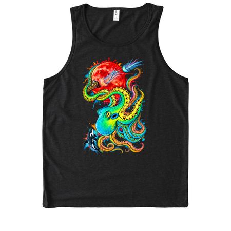 One of a kind octopus, a Deep Black Allmade Eco Triblend Tank