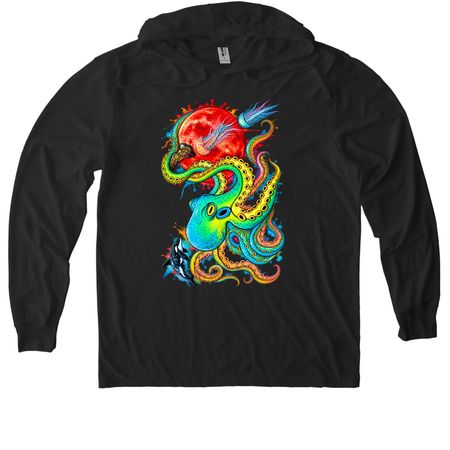 One of a kind octopus, a Space Black Allmade Eco Triblend Hoodie Tee