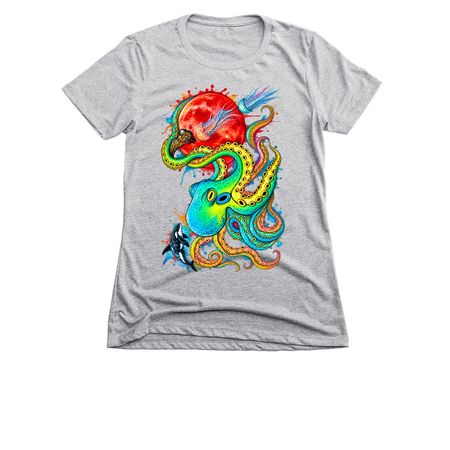 One of a kind octopus, a Dark Heather Grey Women's Slim Fit Tee