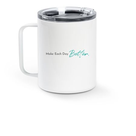 ABM Travel Mug, a White Stainless Steel Travel Mug (back-view)