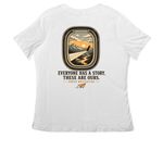 Sober Motivation, a White Women's Relaxed V-Neck Tee (back-view)