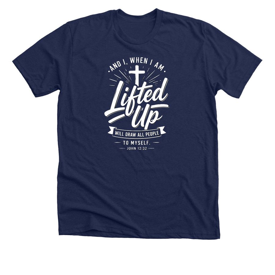 John 12:32, a Solid Navy Blend Premium Unisex Tee