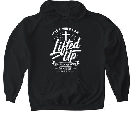 John 12:32, a Black Gildan Softstyle Pullover Hoodie