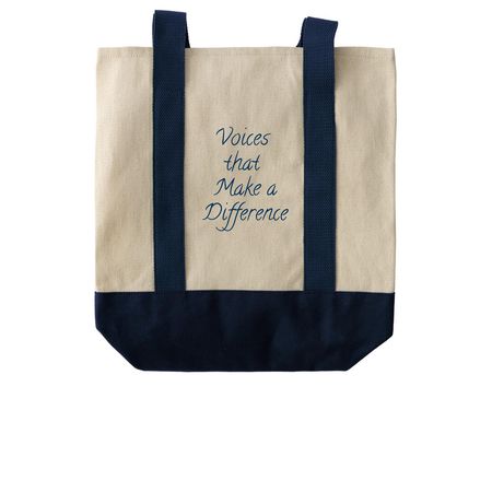 TCS 50th Anniversary Tote, a Natural/Navy Two-Tone Grocery Tote Bag (back-view)