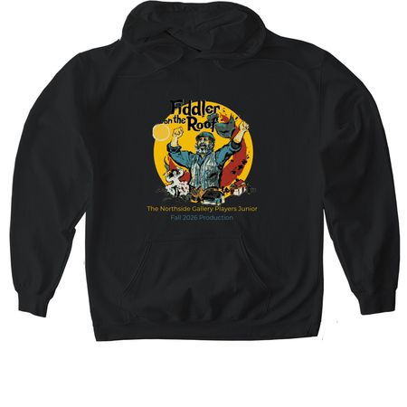 Fiddler On The Roof 2026 Cast Shirts, a Black Gildan Softstyle Pullover Hoodie