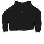 TREAD Performance Tee ?, a Black Women?s Lightweight Cropped Hoodie (back-view)