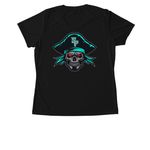 SF Front / Pirate Back Performance, a Black Women's Performance Tee (back-view)