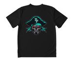 SF Front / Pirate Back Performance, a Black Youth Performance Tee (back-view)
