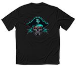 SF Front / Pirate Back Performance, a Black Classic Performance Tee (back-view)