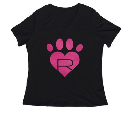 Rrrrescue Basic Tees, a Black Women's Relaxed V-Neck Tee