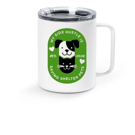 Saving Shelter Pets Travel Mug, a White Stainless Steel Travel Mug
