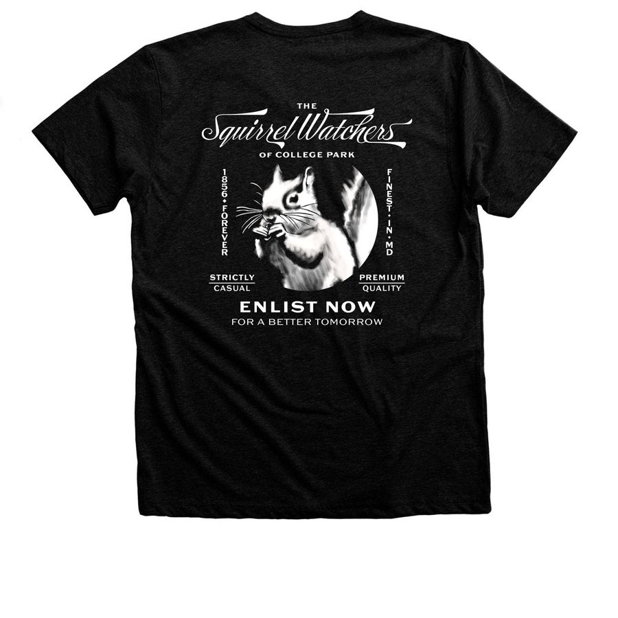 The Classic, a Black Heather Premium Unisex Tee (back-view)