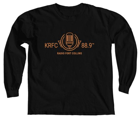 Shirts & Sweatshirts (Orange Logo), a Black Comfort Colors Long Sleeve Tee