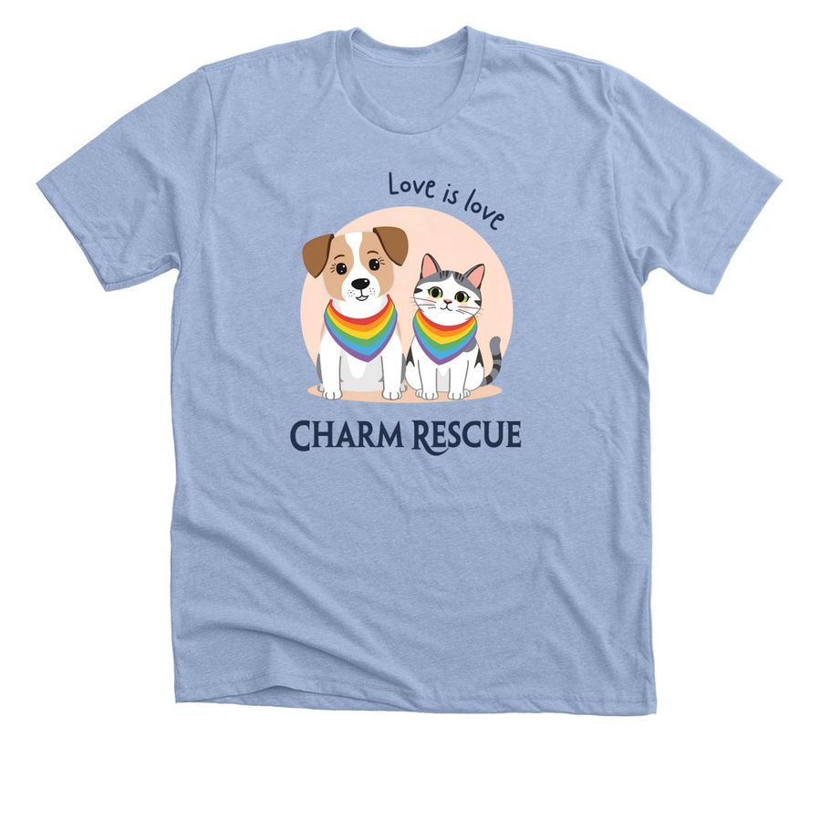 Love is Love, a Heather Baby Blue Premium Unisex Tee