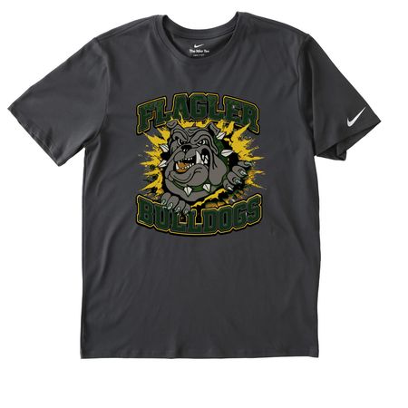 Flagler Bulldogs Logo, a Anthracite Nike Dri-FIT Jersey Blend Performance Tee