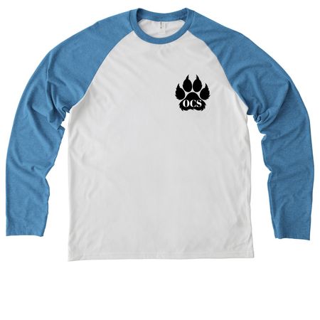 Wildcats Double Design Tops, a Azure Blue/ Bright White Allmade Eco Triblend Colorblock Raglan Long Sleeve Tee