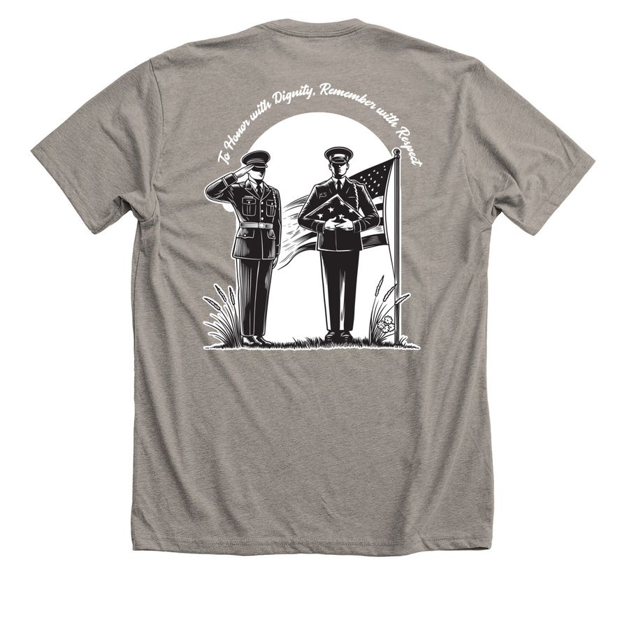 To Honor with Dignity, Remember with Respect&nbsp;, a Heather Stone Premium Unisex Tee (back-view)