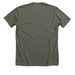 Raised by the Land, a Heather Military Green Premium Unisex Tee (back-view)