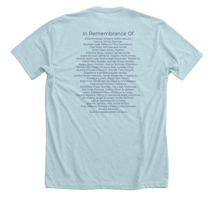 Mothers Day Remembrance (Batch 27), a Heather Ice Blue Premium Unisex Tee (back-view)