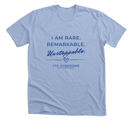 I AM UNSTOPPABLE, a Heather Baby Blue Premium Unisex Tee