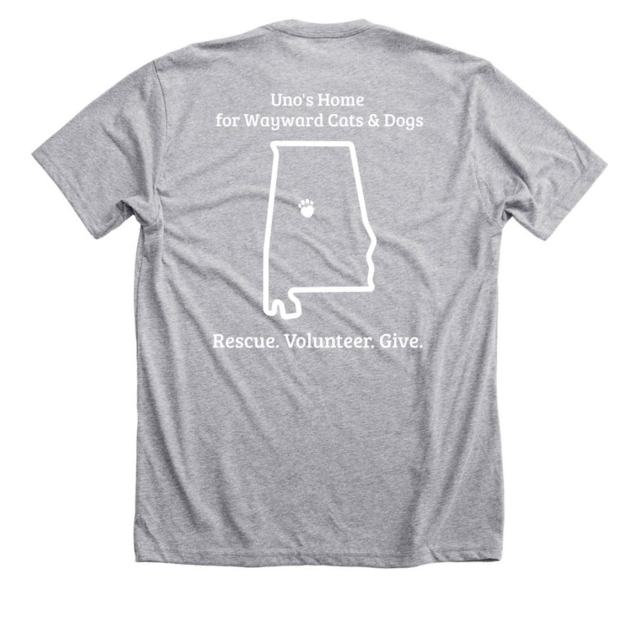 Rescue. Volunteer. Give, a Athletic Heather Premium Unisex Tee (back-view)