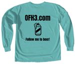 OFH3 Logo On Front, a Seafoam Comfort Colors Long Sleeve Tee (back-view)
