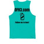 OFH3 Logo On Front, a Teal Premium Cotton Tank (back-view)
