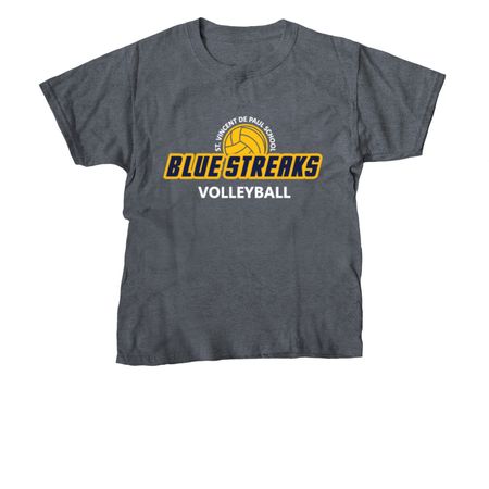STV Blue Streak Volleyball, a Dark Heather Youth Unisex Tee