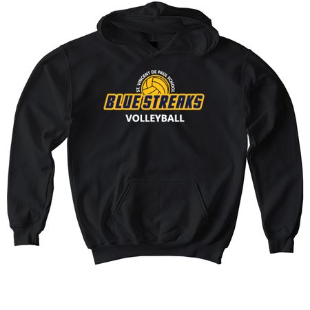 STV Blue Streak Volleyball, a Black Softstyle Youth Pullover Hoodie