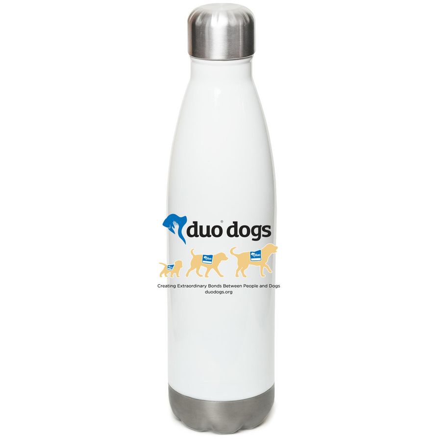 Duo Dogs Water Bottle, a White Stainless Steel Water Bottle