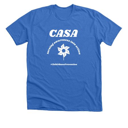 CASA Child Abuse Prevention Month Tee, a Heather True Royal Premium Unisex Tee