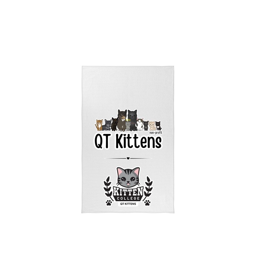 Buy a Tea Towel. Send a QT Kitten to College!, a White Tea Towel