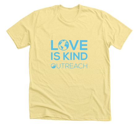 Love is Kind, a Heather Yellow Gold Premium Unisex Tee