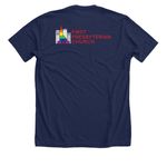 God's Love ? Pride 2026, a Solid Navy Blend Premium Unisex Tee (back-view)
