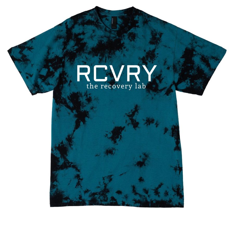 Crystal Tie Dye RCVRY, a Black/ Teal Crystal Tie Dye Tee
