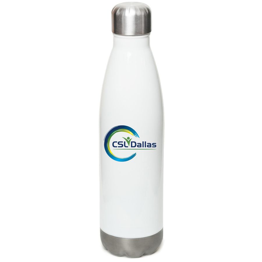 CSLDallas Logo Water Bottle, a White Stainless Steel Water Bottle