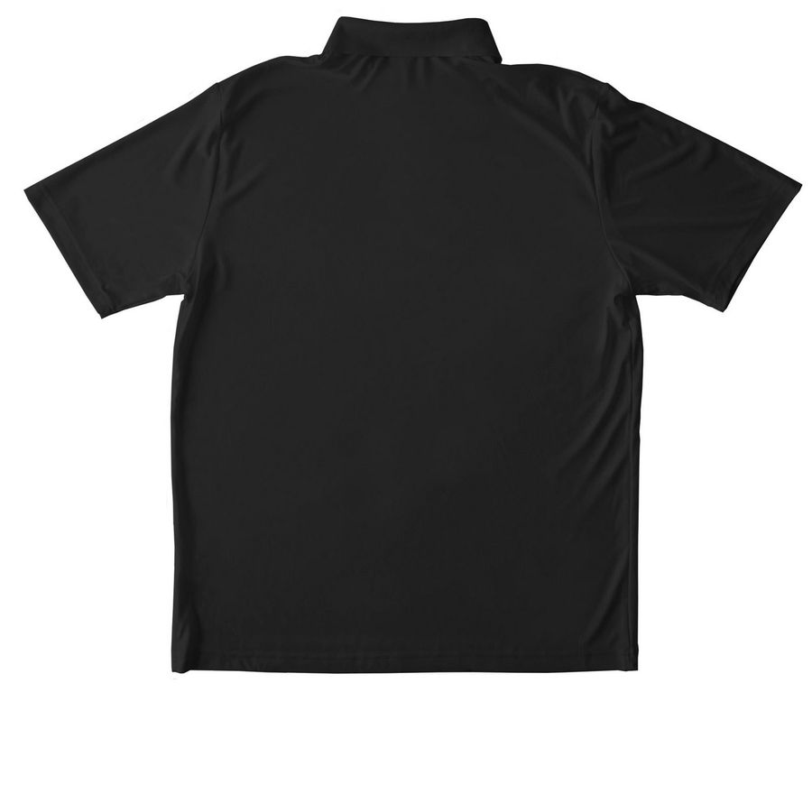 Polo, a Black Unisex Performance Polo (back-view)