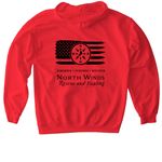 Remember Everyone Deployed, a Red Gildan Softstyle Pullover Hoodie (back-view)