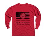 Remember Everyone Deployed, a Red Youth Long Sleeve Tee (back-view)