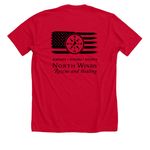 Remember Everyone Deployed, a Solid Red Blend Premium Unisex Tee (back-view)