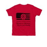 Remember Everyone Deployed, a Heather Red Premium Youth Tee (back-view)