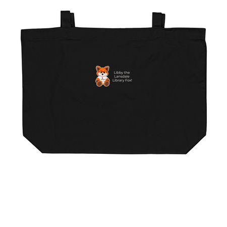 Libby the Lansdale Library Fox Totes, a Black Large Organic Cotton Tote Bag