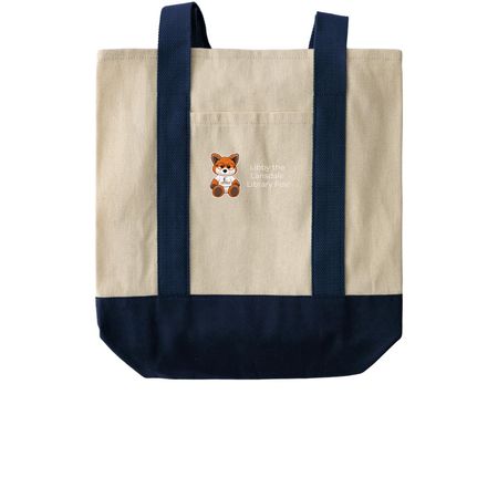 Libby the Lansdale Library Fox Totes, a Natural/Navy Two-Tone Grocery Tote Bag